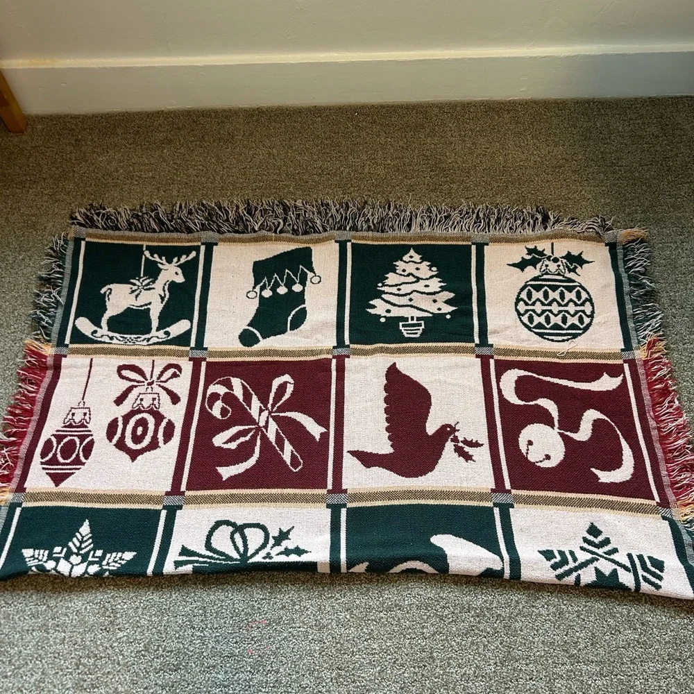 Festive Holiday Knit Throw Blanket